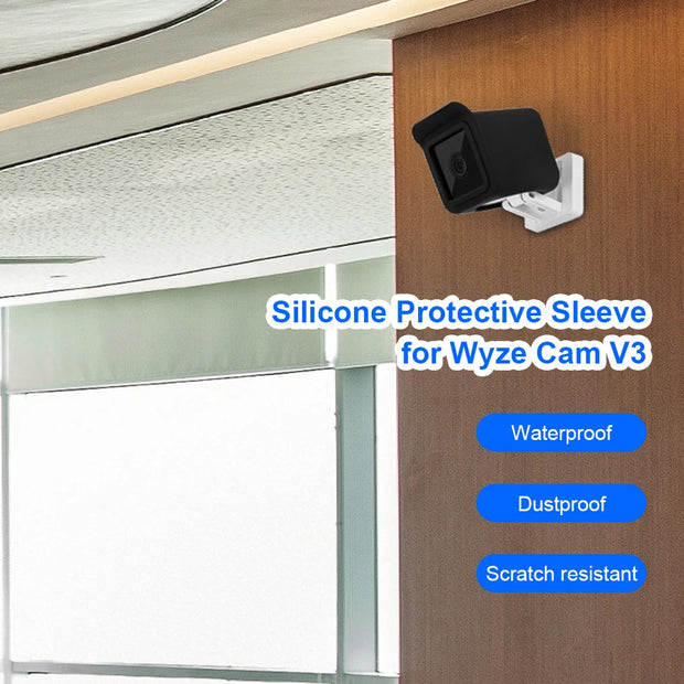 2pcs Waterproof Silicone Case For Wyze Cam V3 Security Camera Protective Cover Skin Outdoor Surveillance Camera Accessories