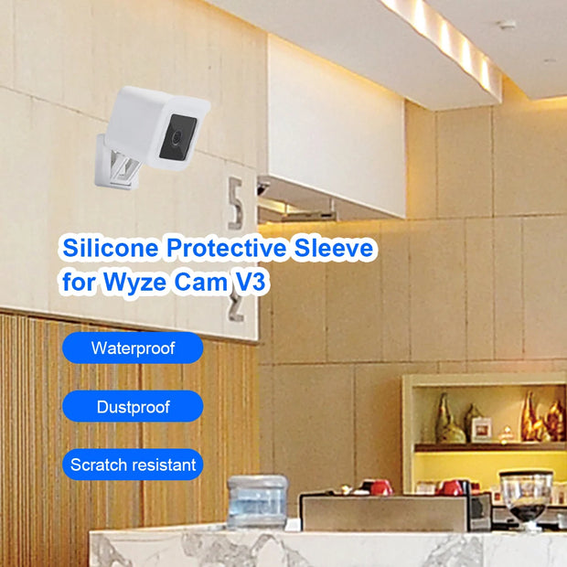 2pcs Waterproof Silicone Case For Wyze Cam V3 Security Camera Protective Cover Skin Outdoor Surveillance Camera Accessories