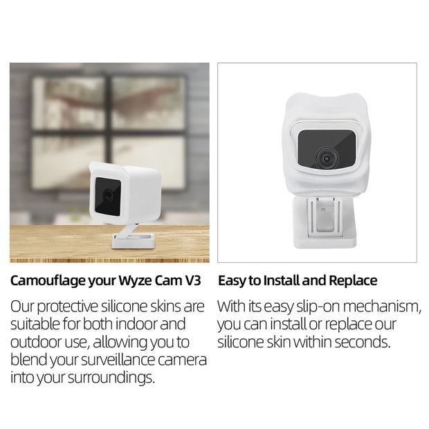 2pcs Waterproof Silicone Case For Wyze Cam V3 Security Camera Protective Cover Skin Outdoor Surveillance Camera Accessories