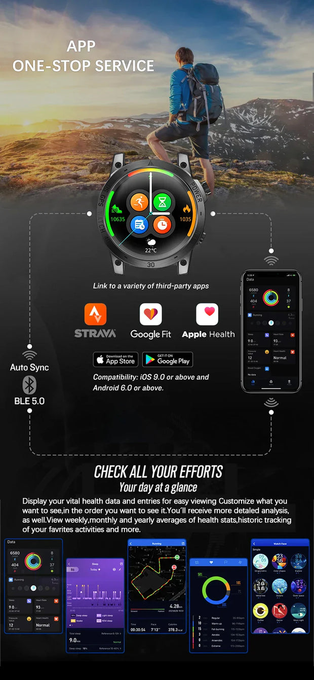 GPS smartwatch with AMOLED display