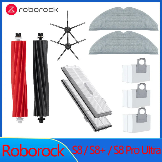 Roborock S8 S8 Pro Ultra S8+ Spare Parts DuoRoller Main Side Brushes Mop Cloths HEPA Filters Dust Bags Accessories