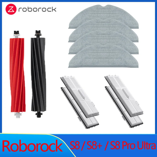 Roborock S8 S8 Pro Ultra S8+ Spare Parts DuoRoller Main Side Brushes Mop Cloths HEPA Filters Dust Bags Accessories