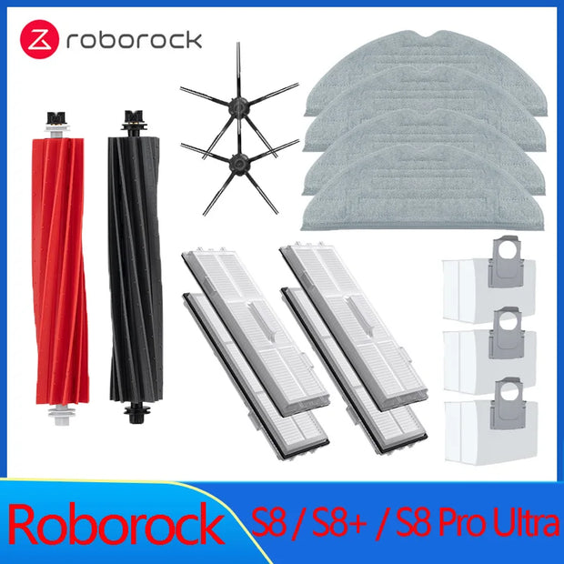 Roborock S8 S8 Pro Ultra S8+ Spare Parts DuoRoller Main Side Brushes Mop Cloths HEPA Filters Dust Bags Accessories